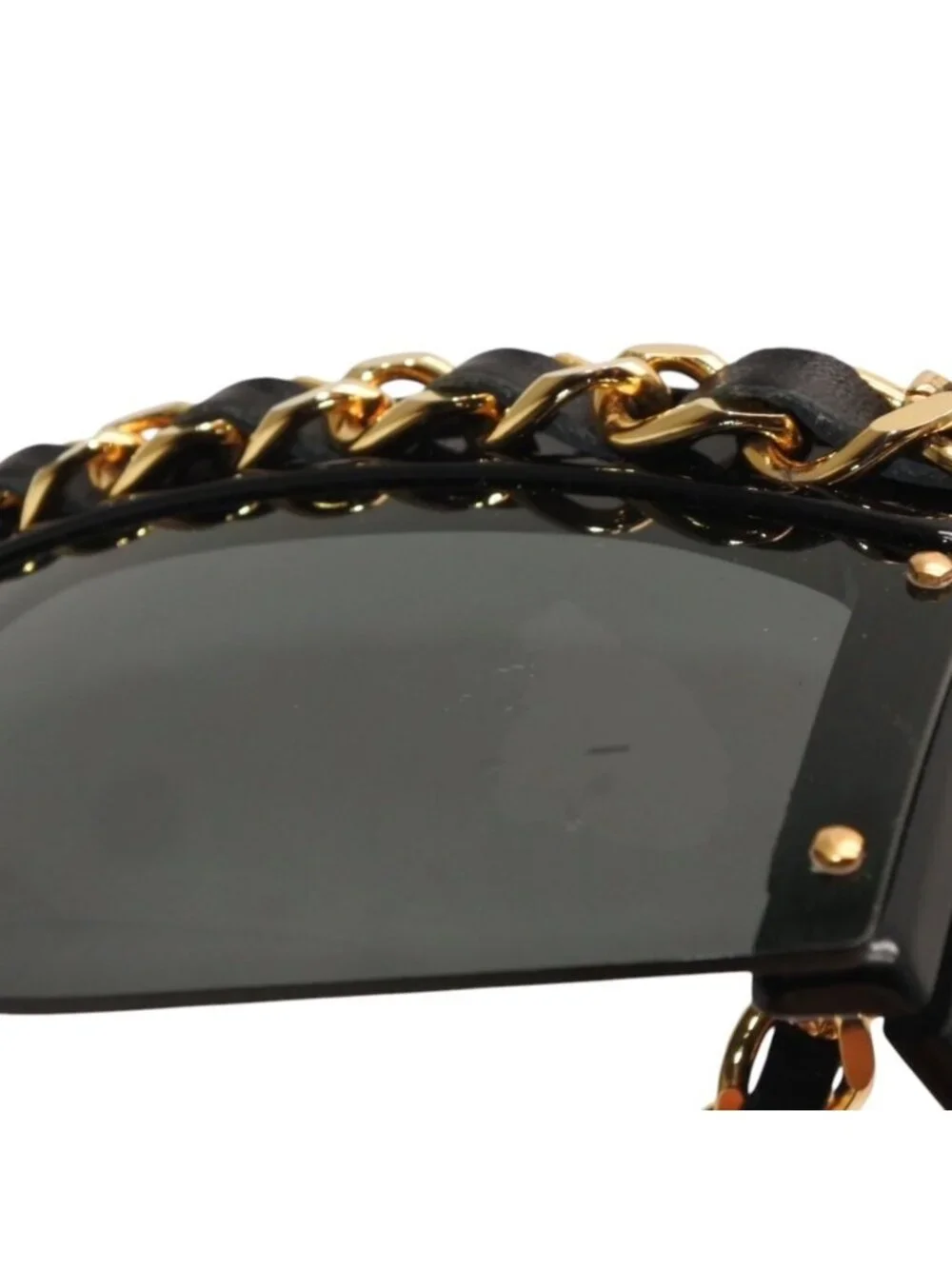 Chanel Chain Sunglasses Eyewear CC Logo Black Gold Vintage